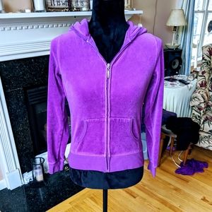 Zenana velour purple hooded zip up